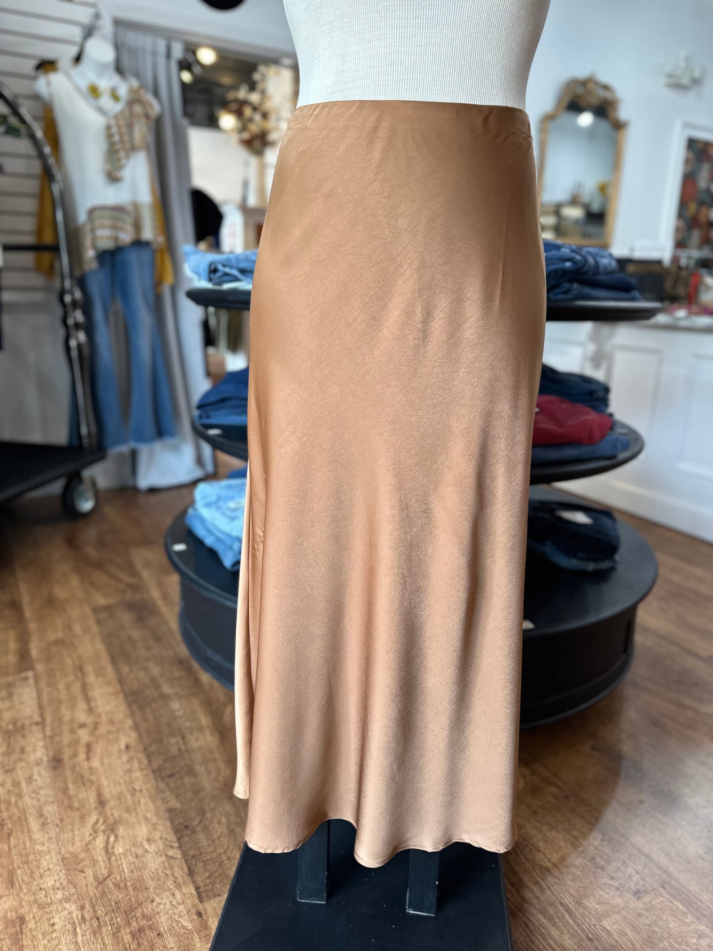 My Own Time Satin Midi Skirt