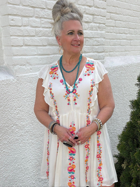 Pull It Together Embroidered Dress