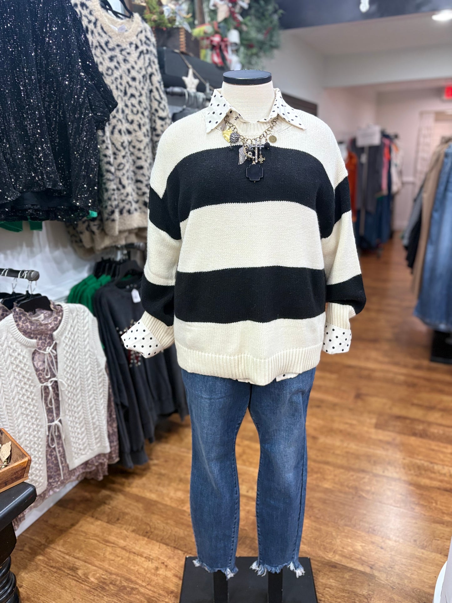 In The Middle Striped Pullover Sweater