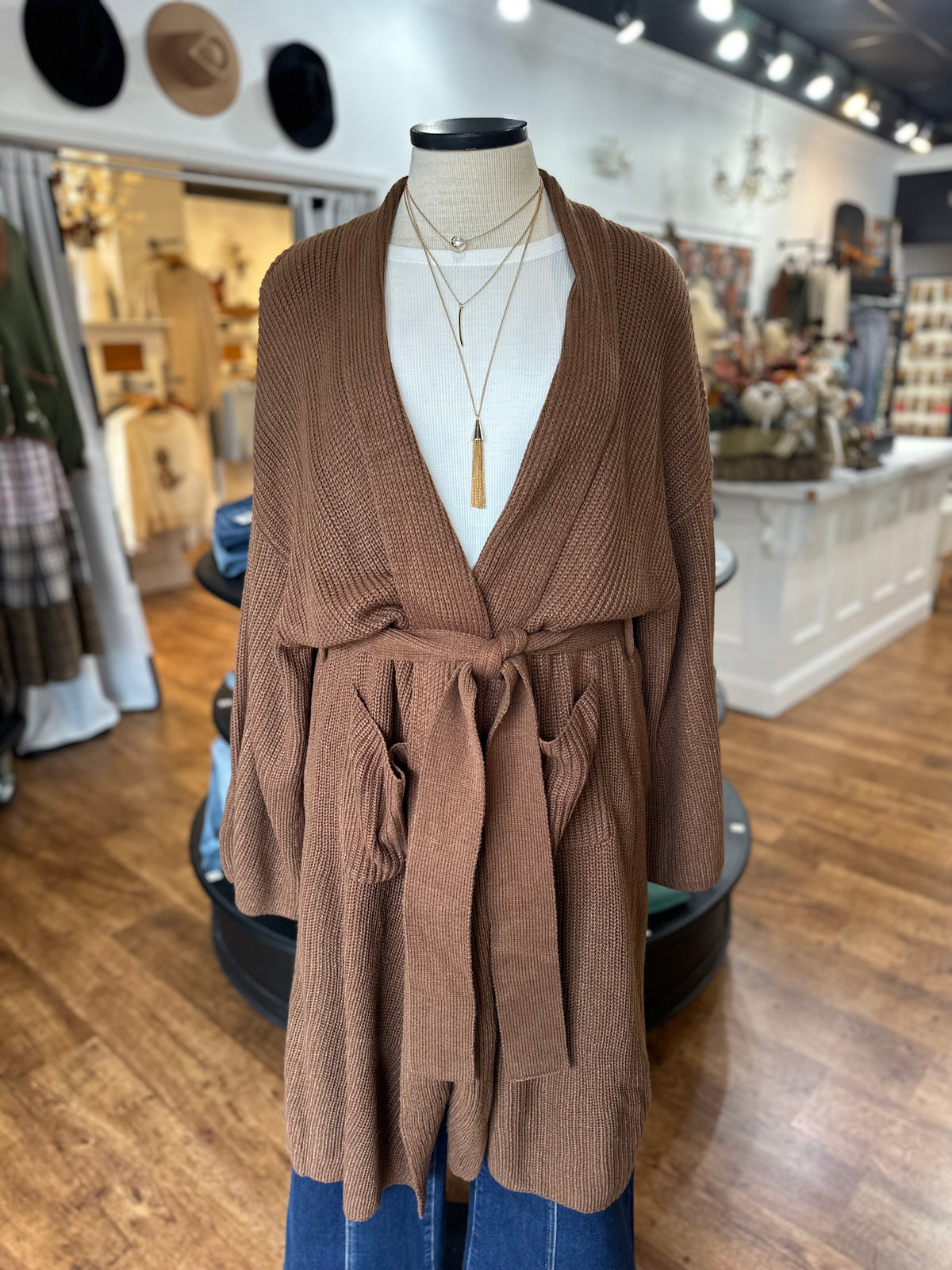Flawless Feeling Tie Front Cardigan ~ Espresso