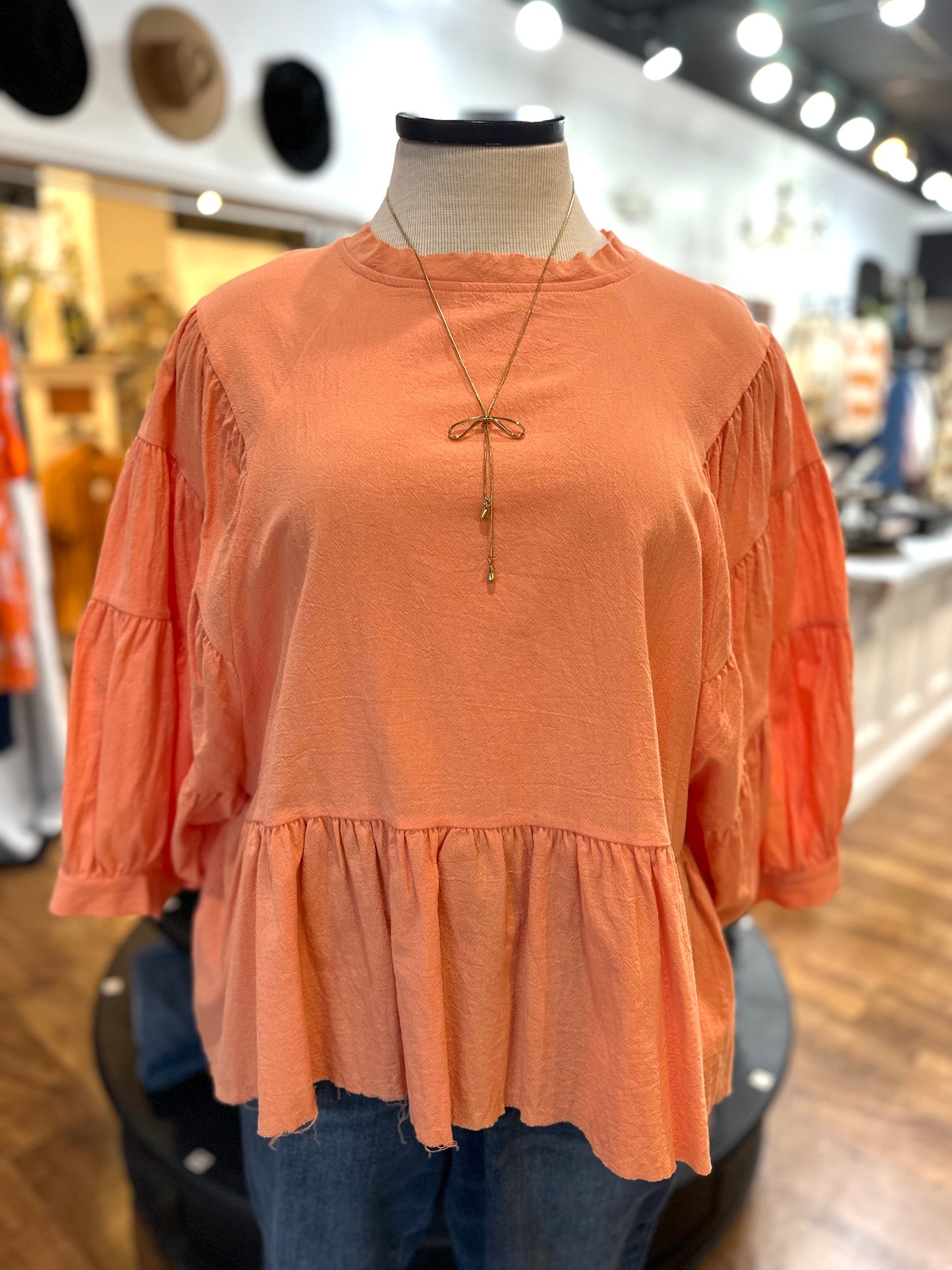 All The Feelings Babydoll Top ~ Coral
