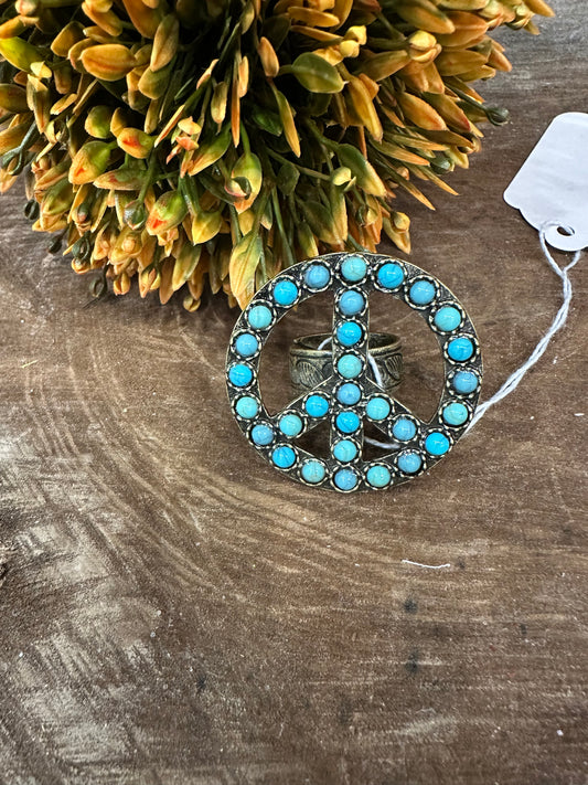Peace Out Ring ~ Turquoise