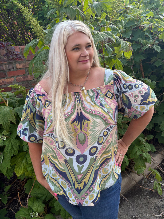 Have Some Fun Abstract Print Top