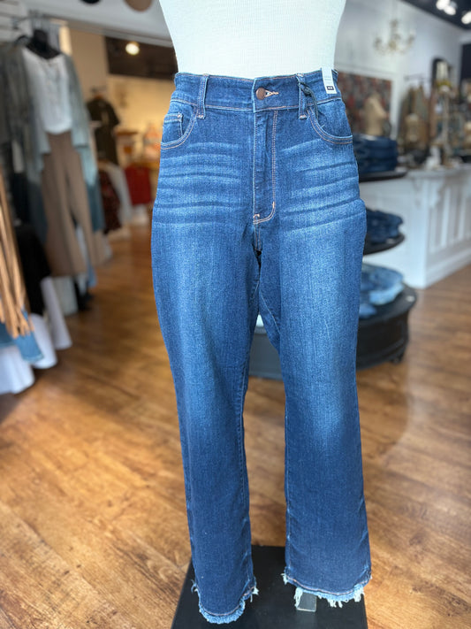 Judy Blue Mid Rise Straight Leg Jean Fray Hemline ~ TEMPEST