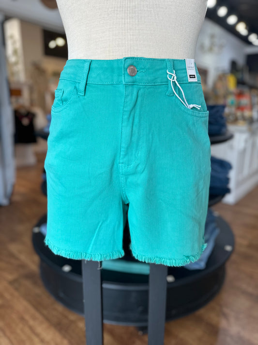 Judy Blue Mid Rise Fray Hem Shorts ~ BLOOM