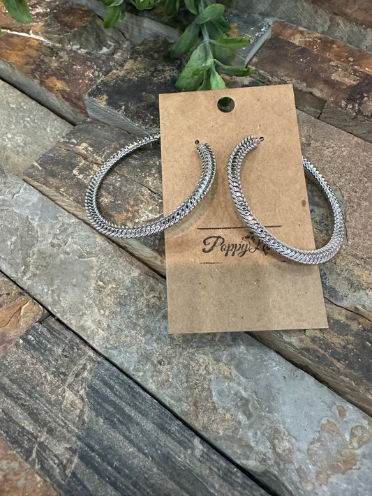 Romantic Playlist Textured Silver Hoop Earrings