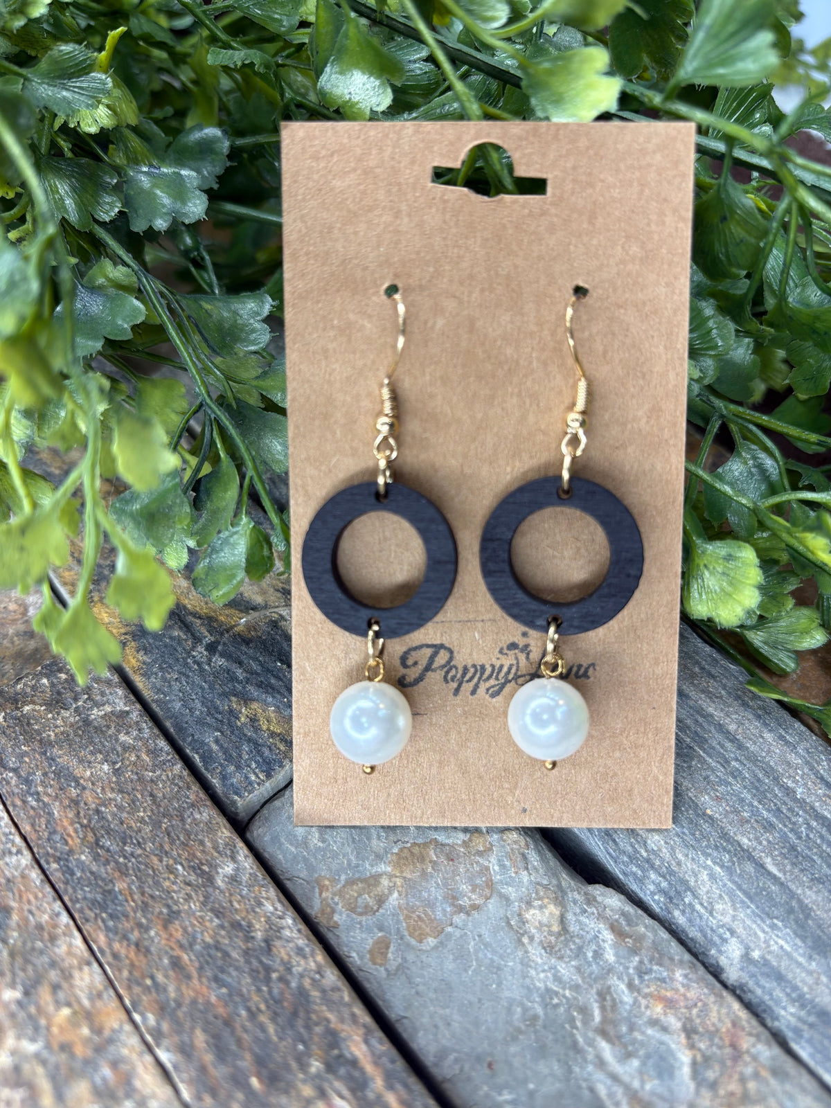 Obsidian Apex Wooden Earrings
