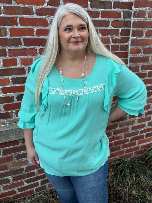 Always Happy Mint Crochet Top