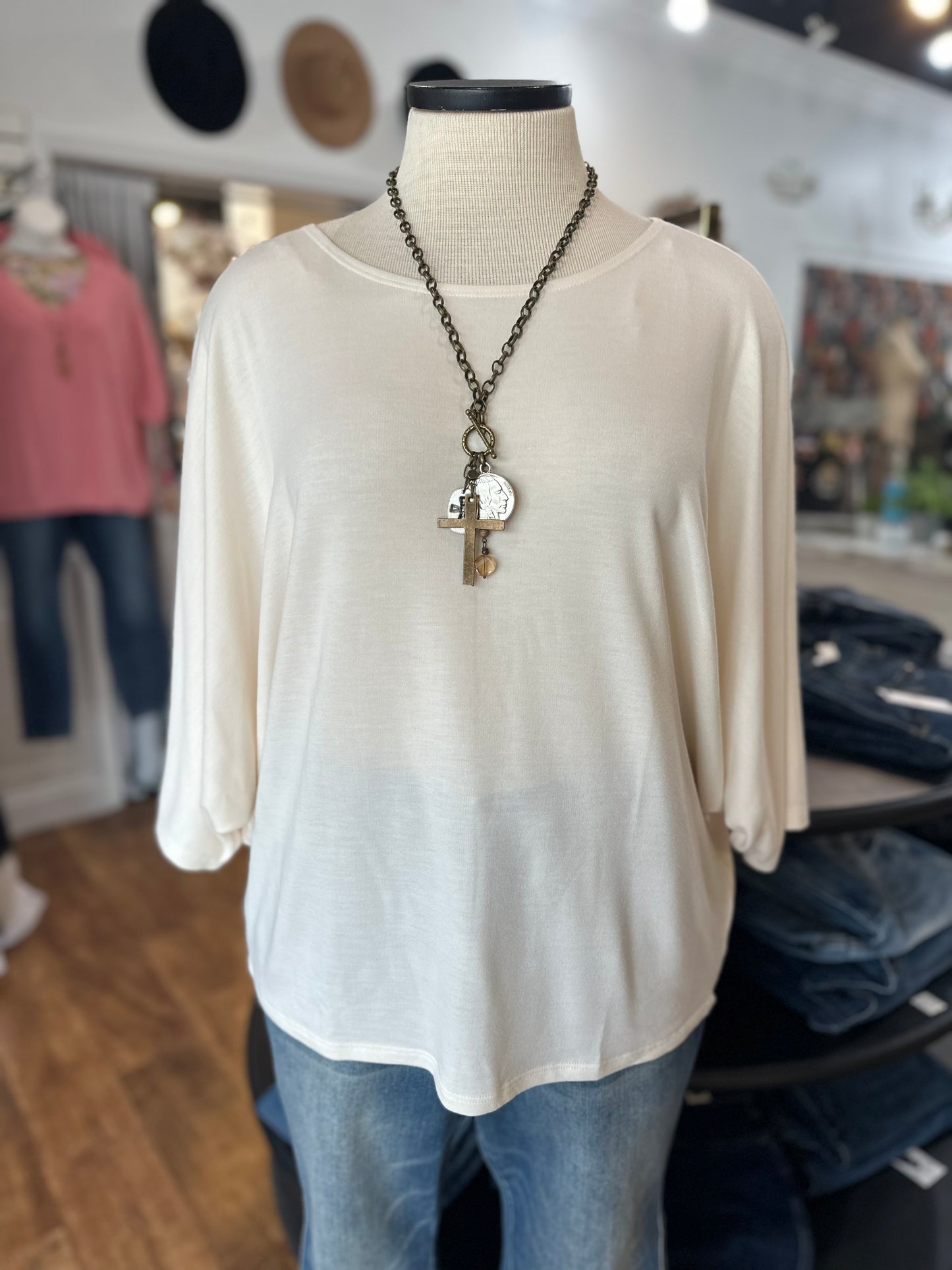 Easy To Style Dolman Sleeve Top ~ Ivory