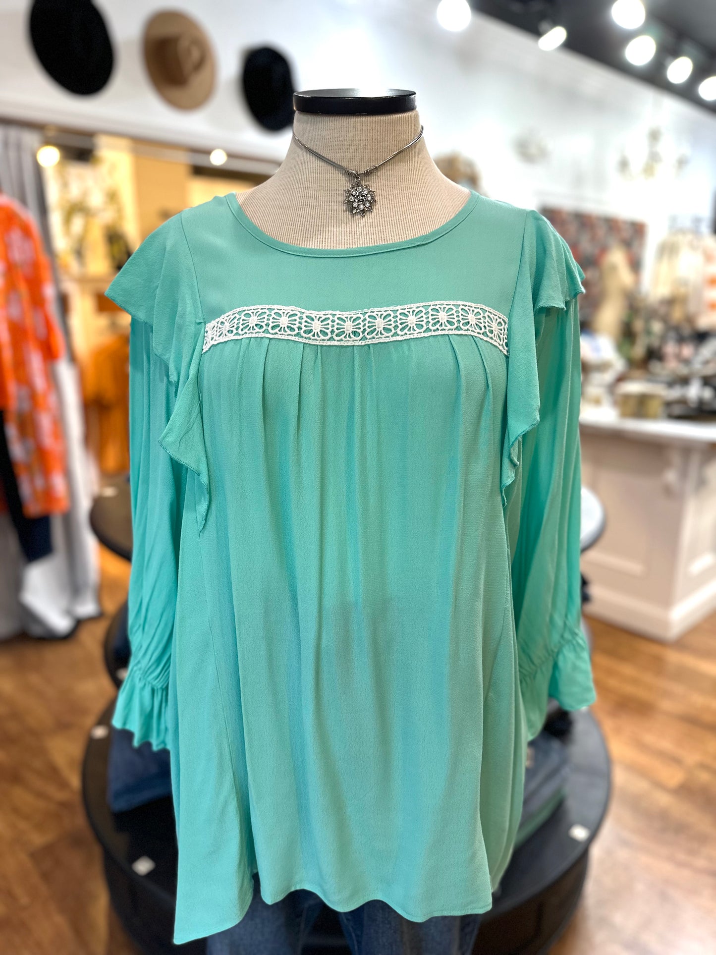 Always Happy Mint Crochet Top