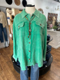 Winning Attitude Button Up Top ~ Washed Green