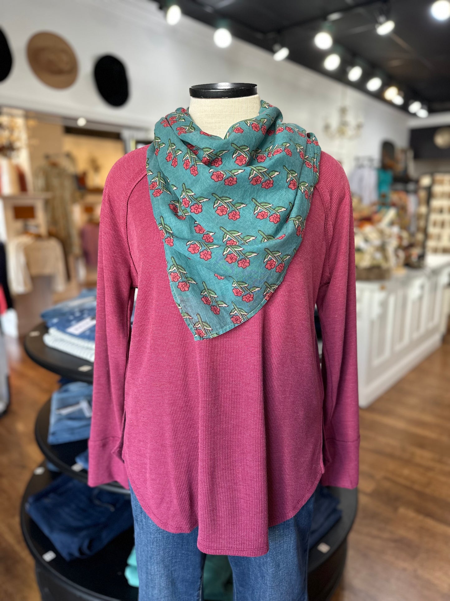 Just Right Waffle Knit Top ~ Cabernet
