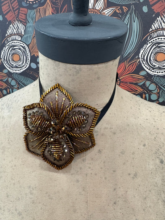 Making You Proud Beaded Flower Choker