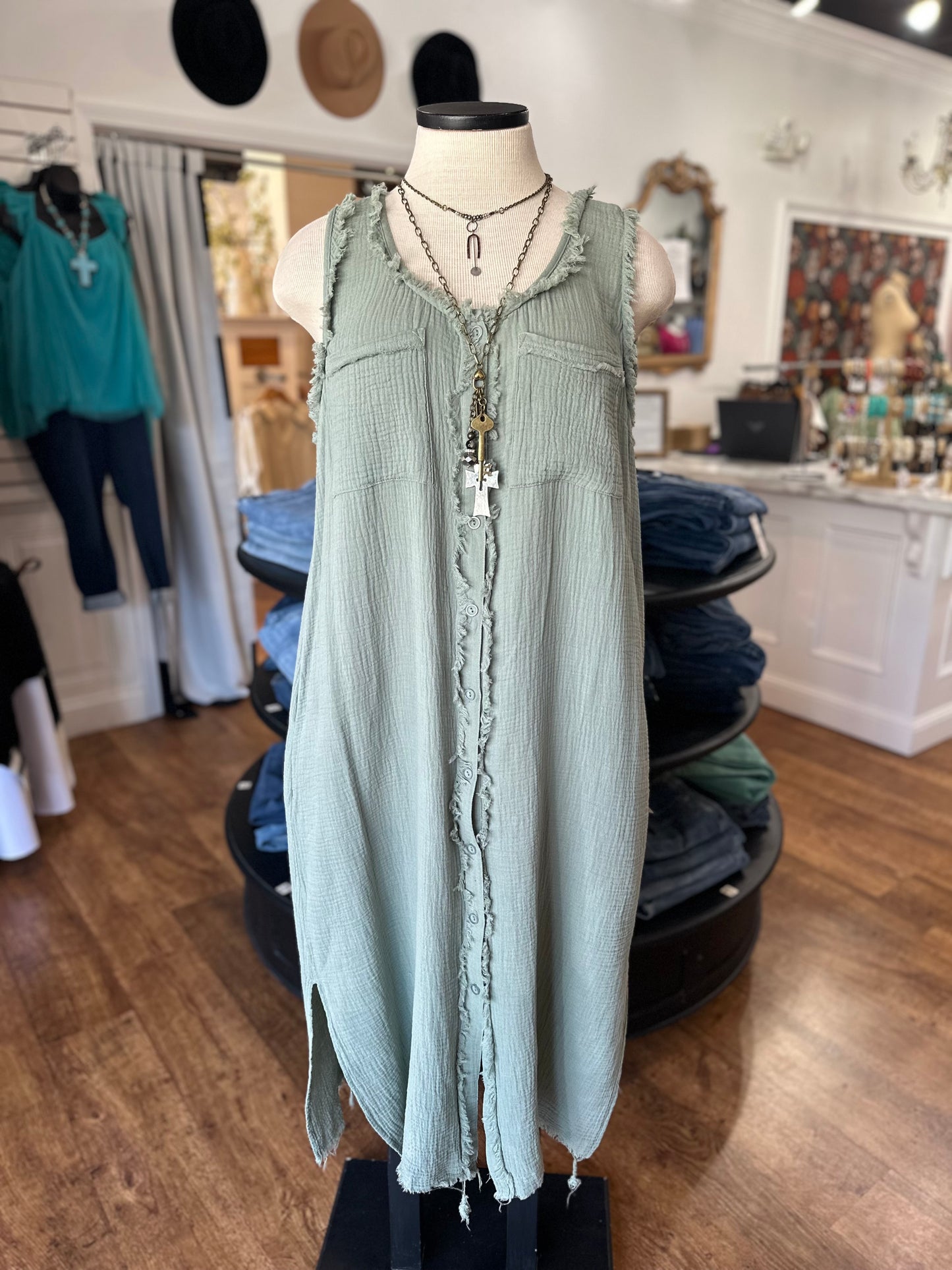 Great Days Ahead Cotton Crepe Dress ~ Sage