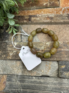 Blissful Break Stone Stretch Bracelet ~ Olive