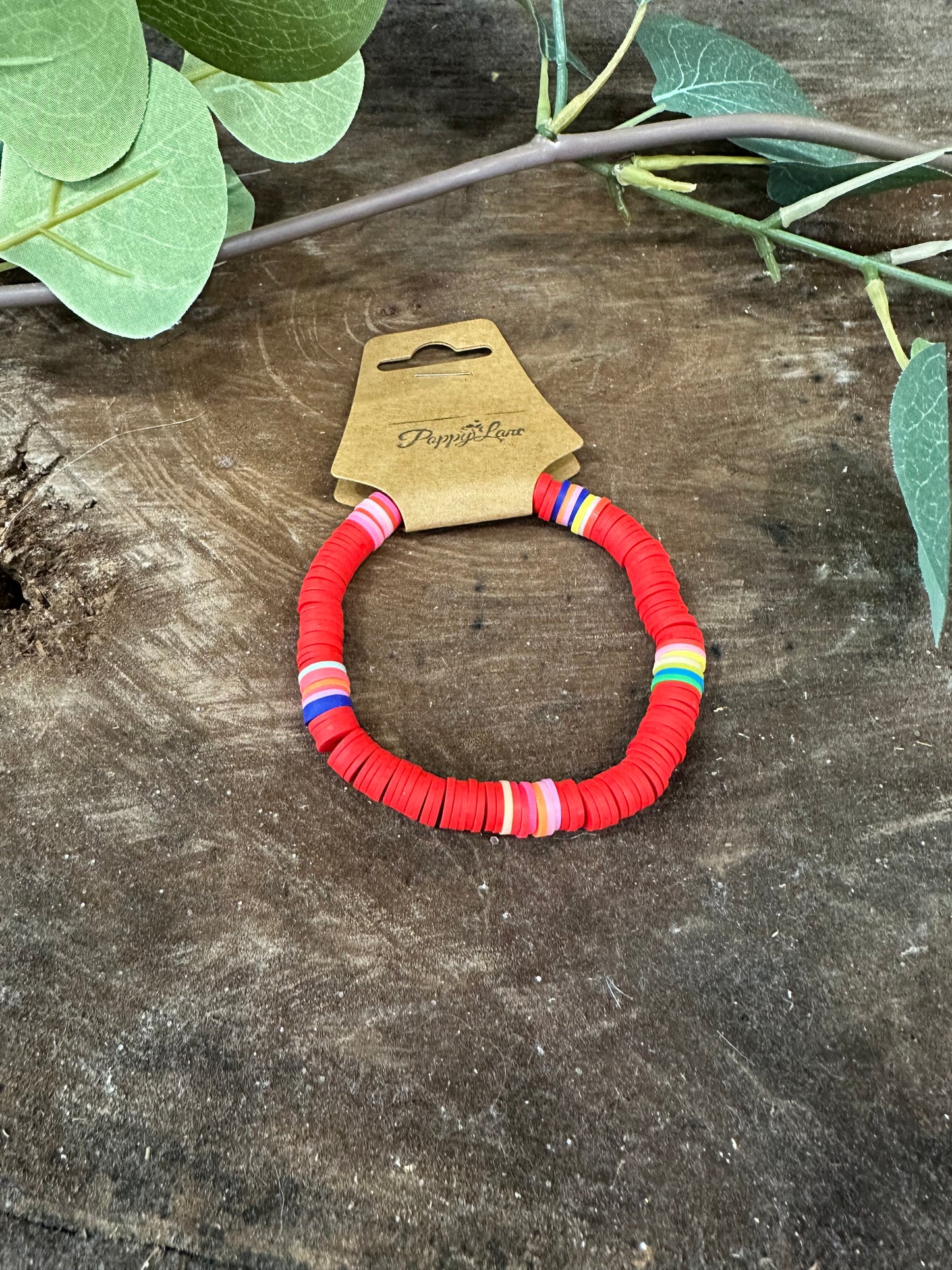 Pop Disc Bracelet ~ Red Multi