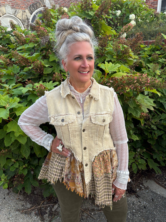 Jump Into Action Patchwork Corduroy Vest