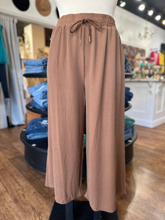 Keep Believing Textured Knit Pants ~ Brown