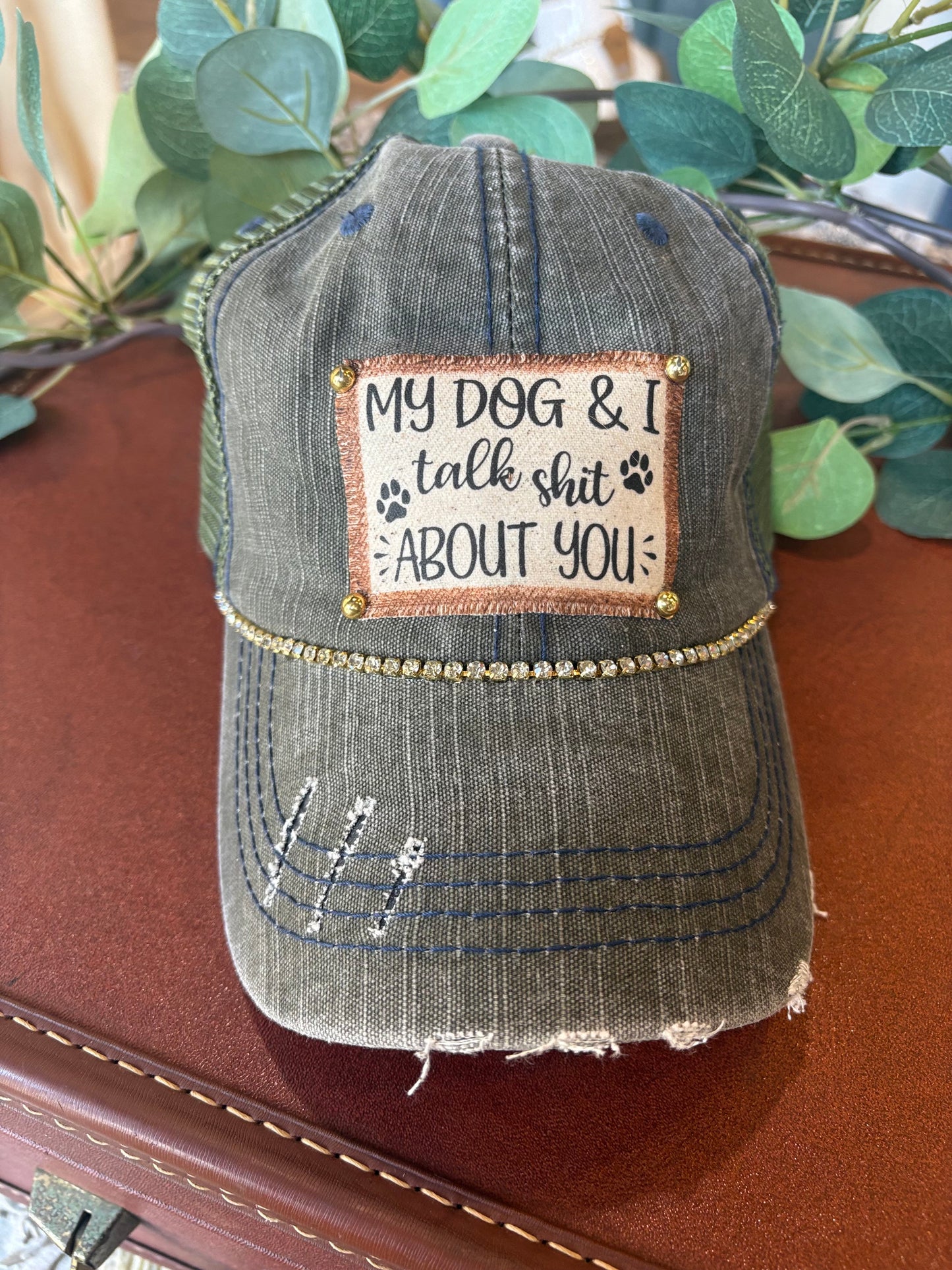 My Dog And I Talk Baseball Cap ~ Green