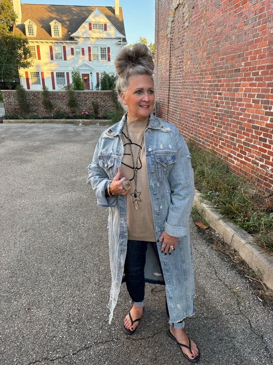 Stylish Staple Long Denim Jacket