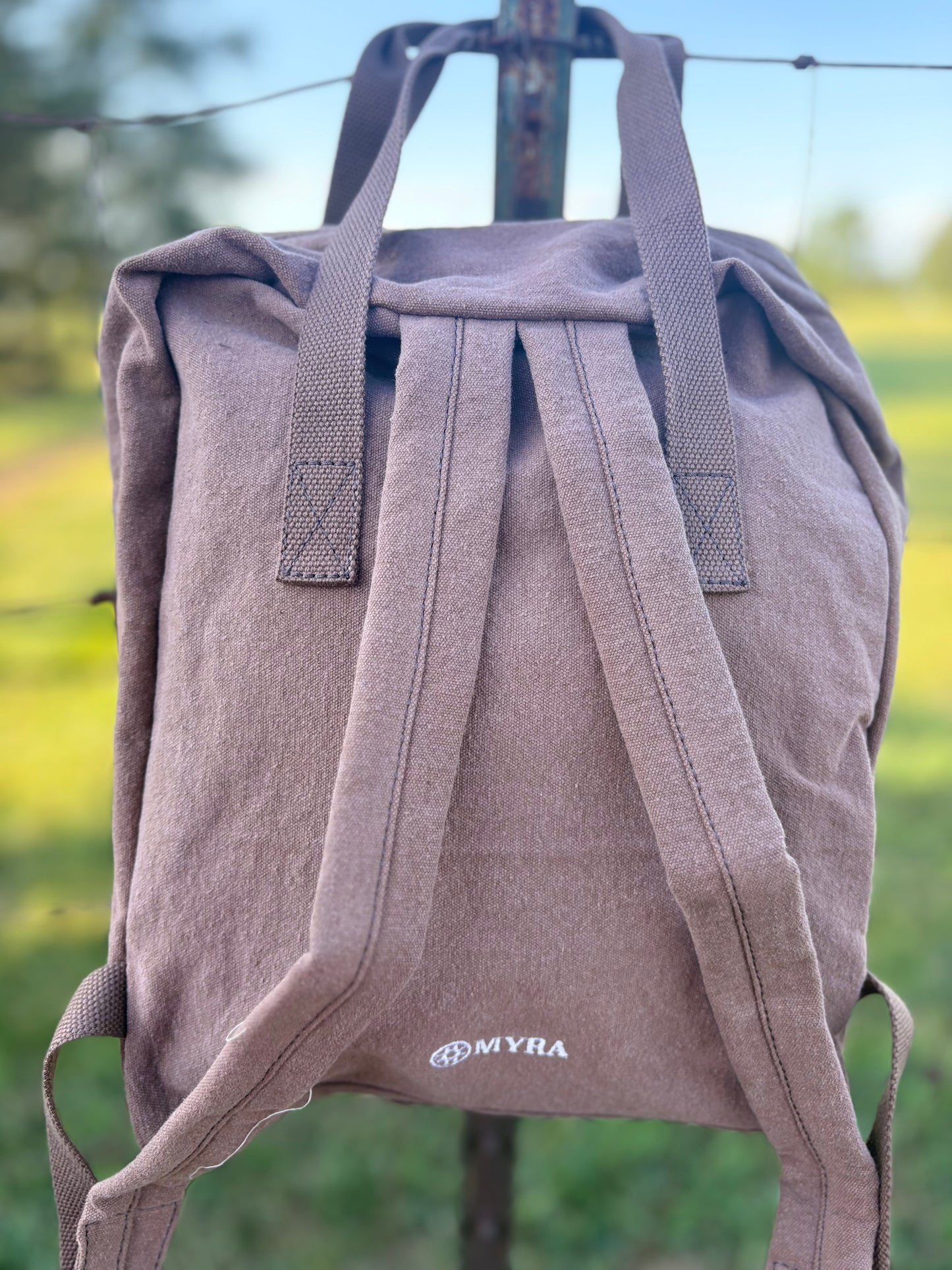 Myra Pioneer Trek Canvas Backpack Bag in Brown