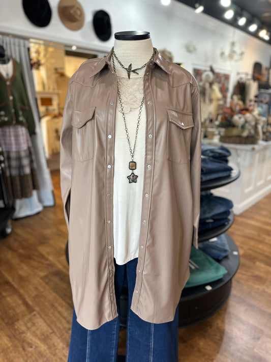 Now Or Never Leather Shacket
