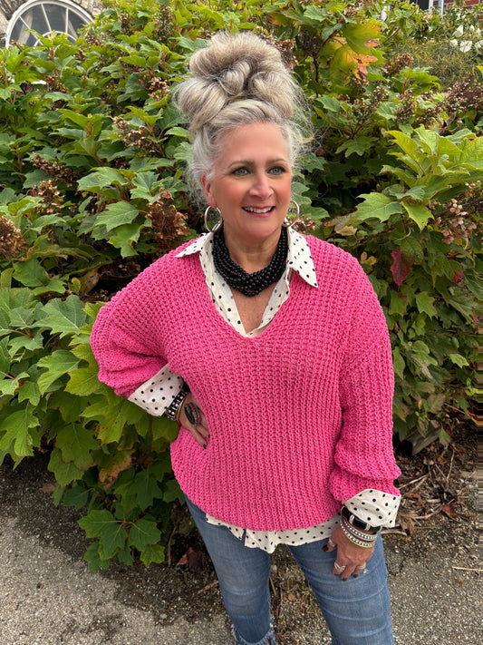 Simply Curated Chunky Sweater ~ Pink