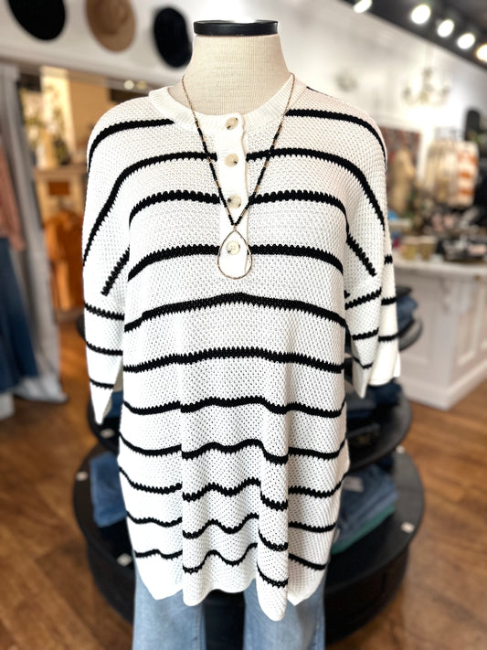 Stopping By Striped Henley Top