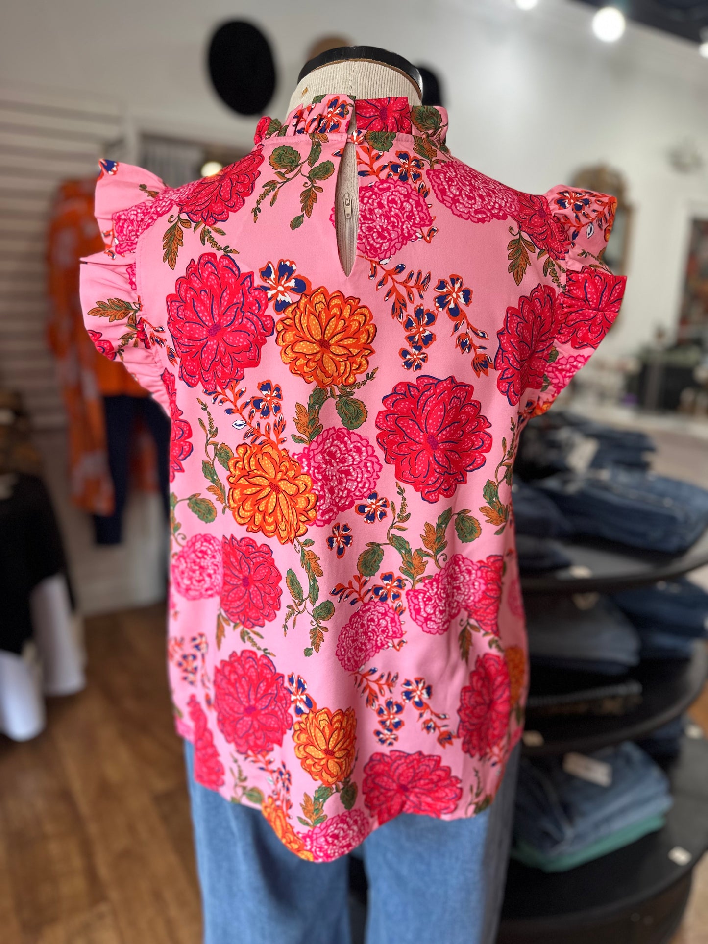 Floral Fields Ruffle Sleeve Top