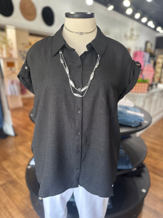 Little Coastal Town Button Up Top