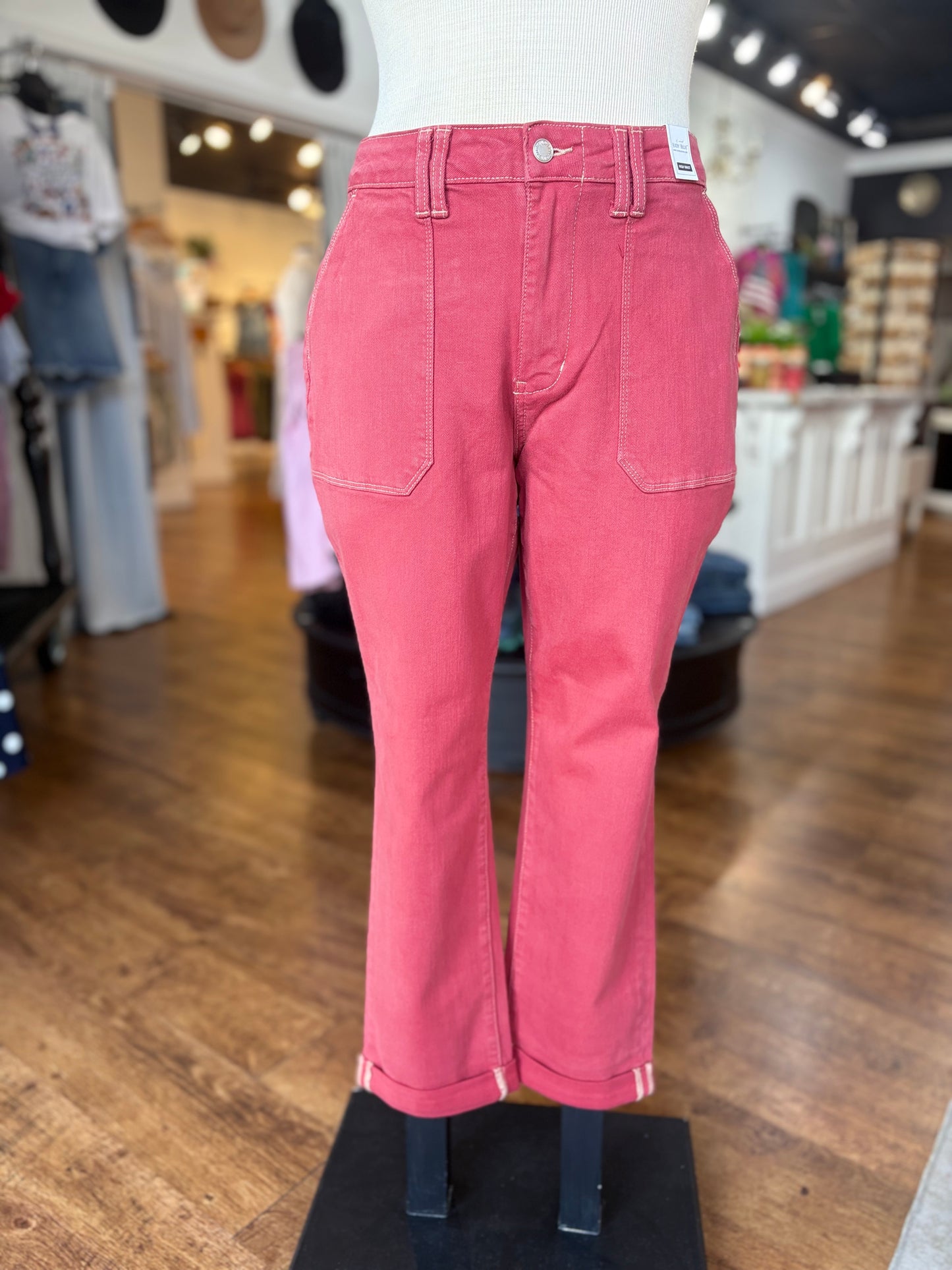 Judy Blue High Waist Weekender Jeans in Haute Red - AURORA