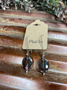 Smoky Faceted Glass Drop Earrings