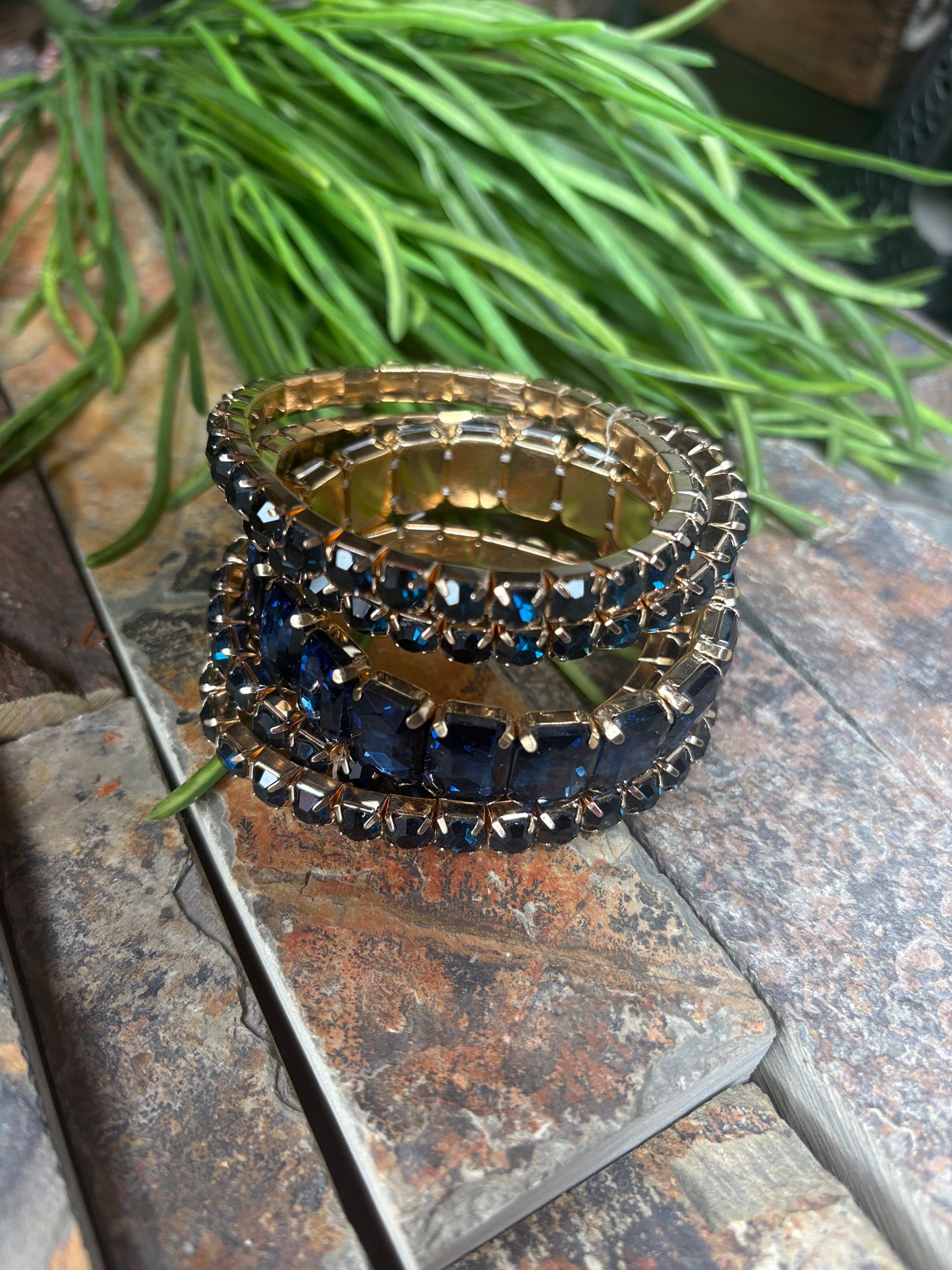 Love Myself Emerald Cut Bracelet Set - Blue