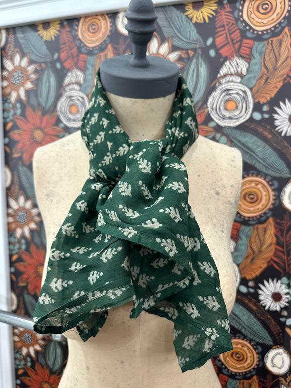 Gypsy Scarf ~ Forest Green Leaf - Jaded Gypsy