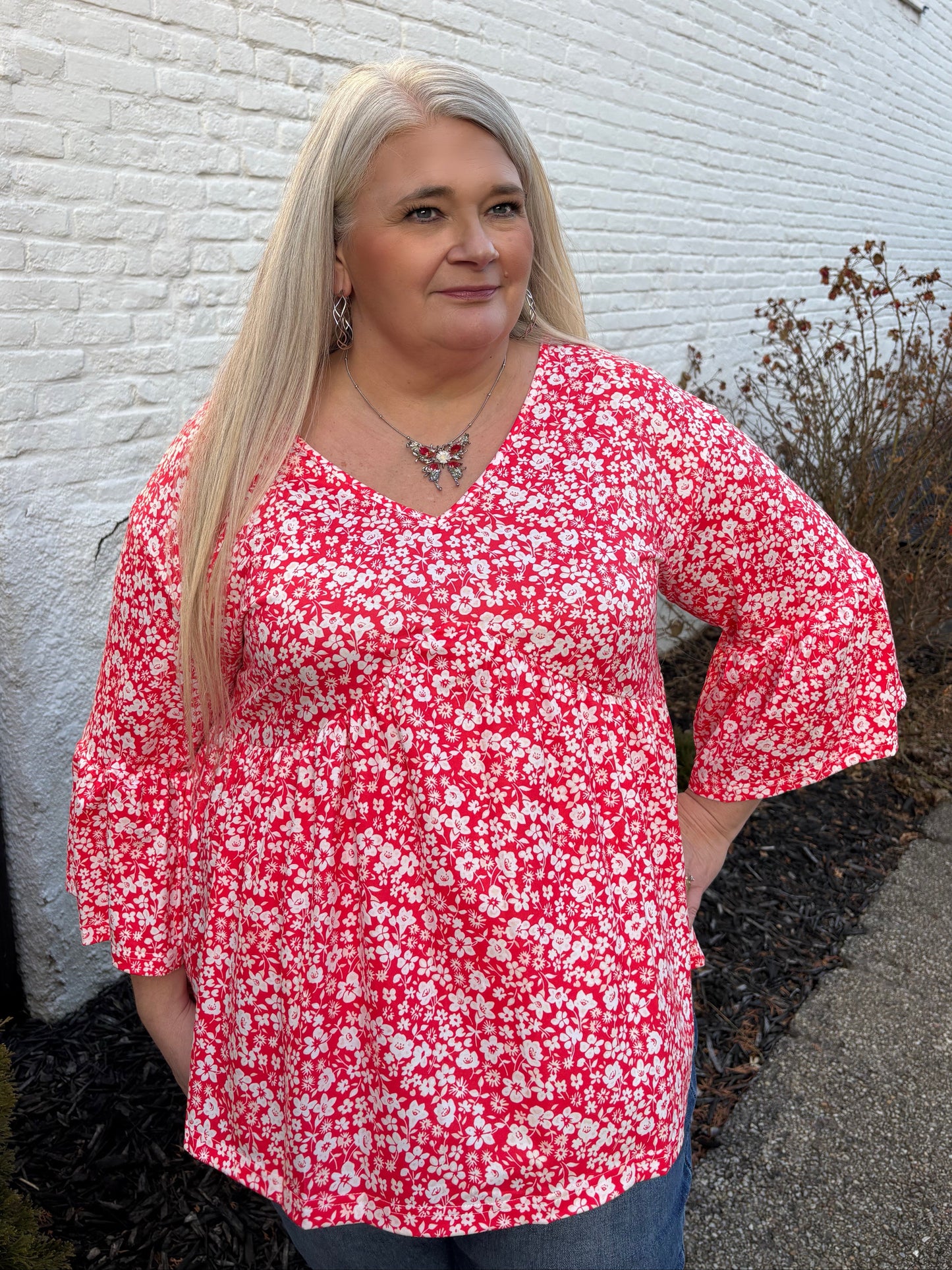 Watch Me Go Ditsy Floral Babydoll Top