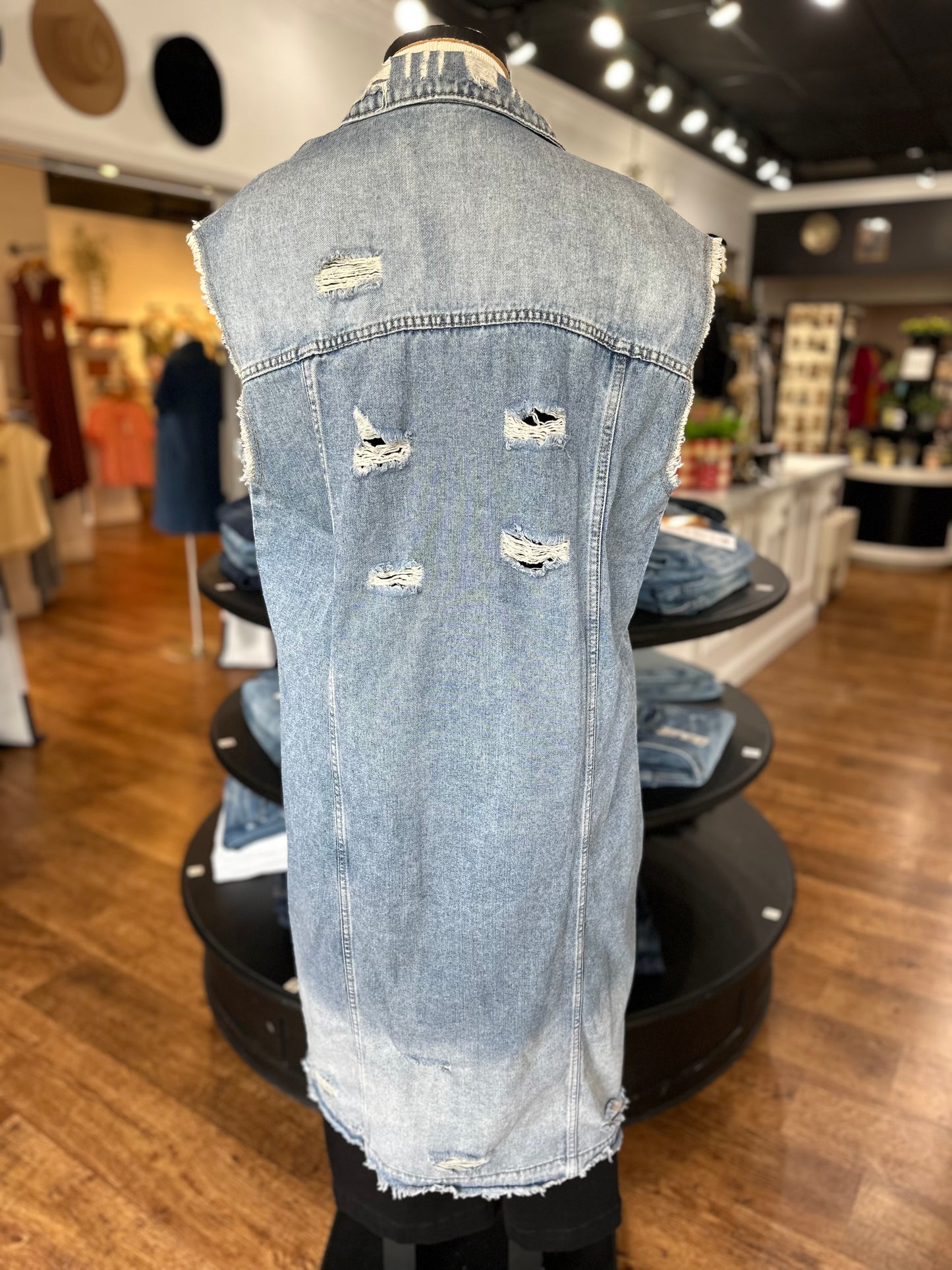 Wildfire Sleeveless Long Denim Jacket