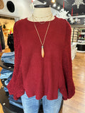 Coziest Place High Low Turtleneck Sweater ~ Burgundy