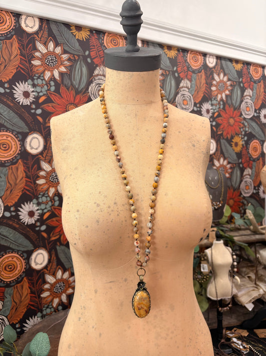 Earth & Element Pendant Necklace - Crazy Agate