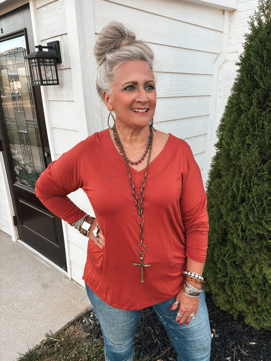 Seeing The Good Long Sleeved Tee ~ Rust