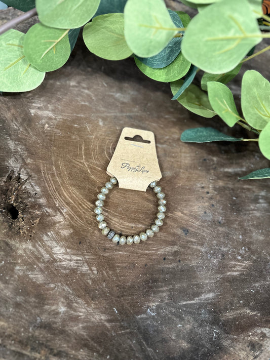 Tell Me More 8MM Stretch Bracelet ~ Taupe