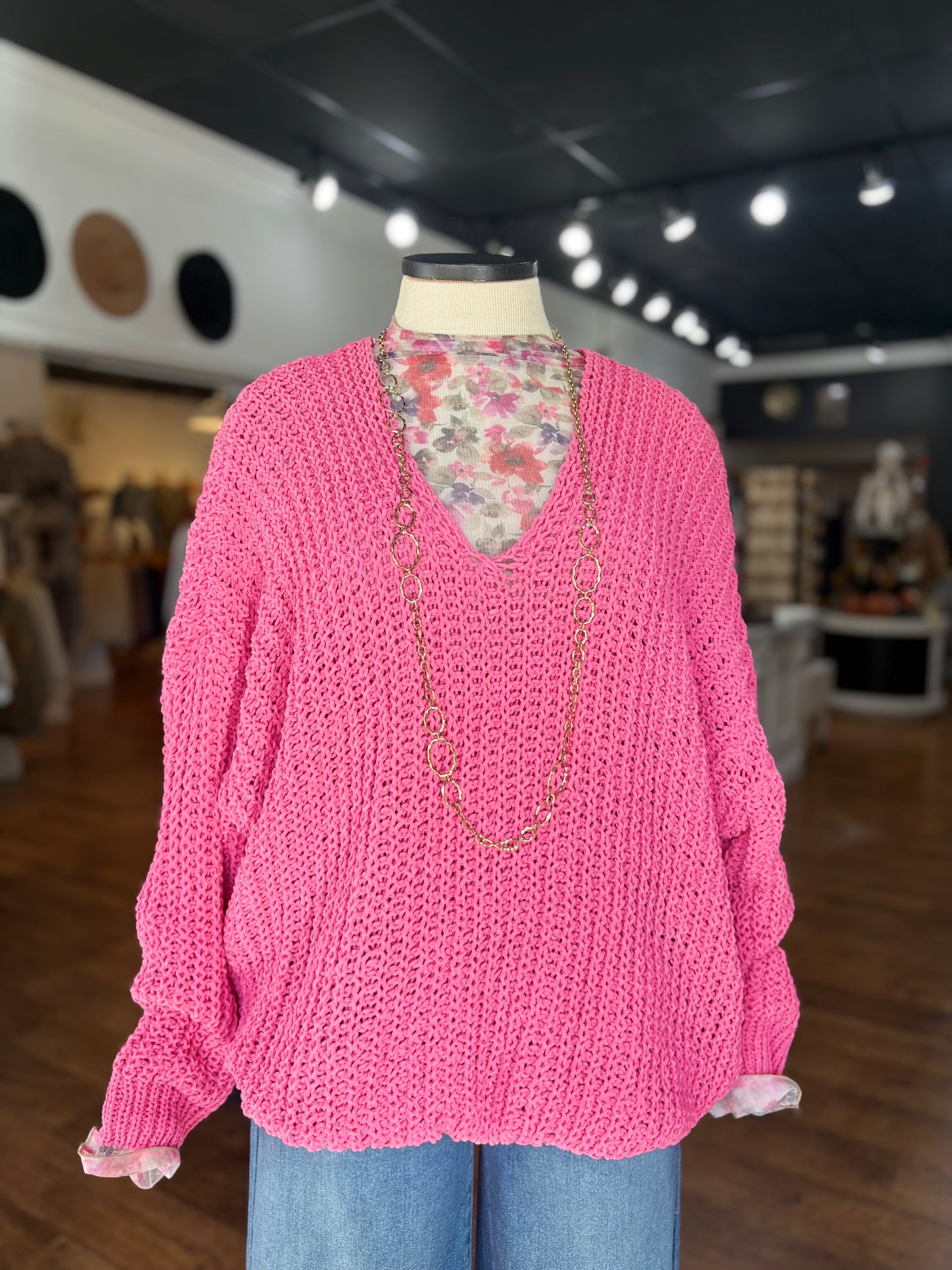Simply Curated Chunky Sweater ~ Pink