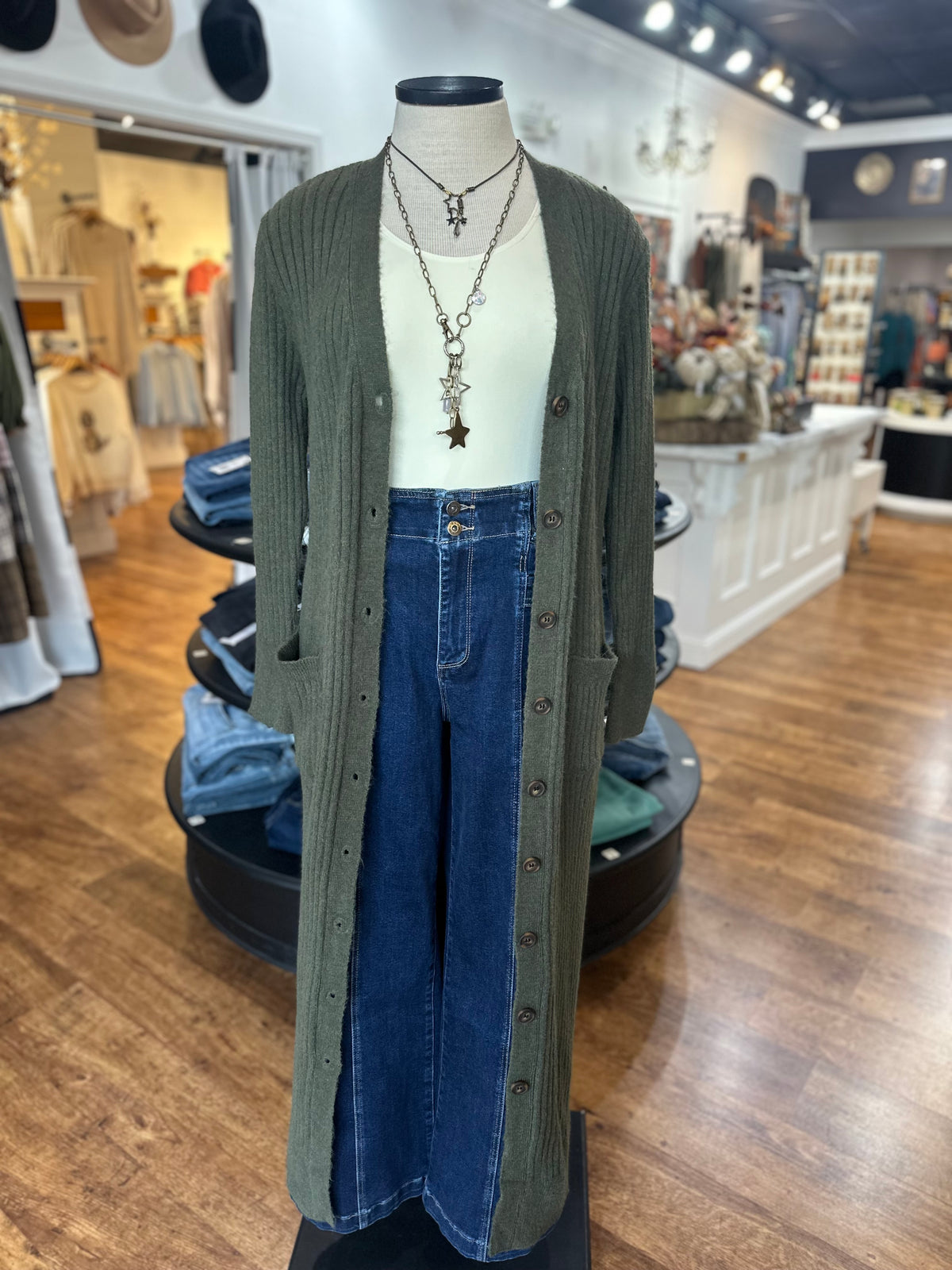 Filled With Hope Duster Cardigan ~ Olive