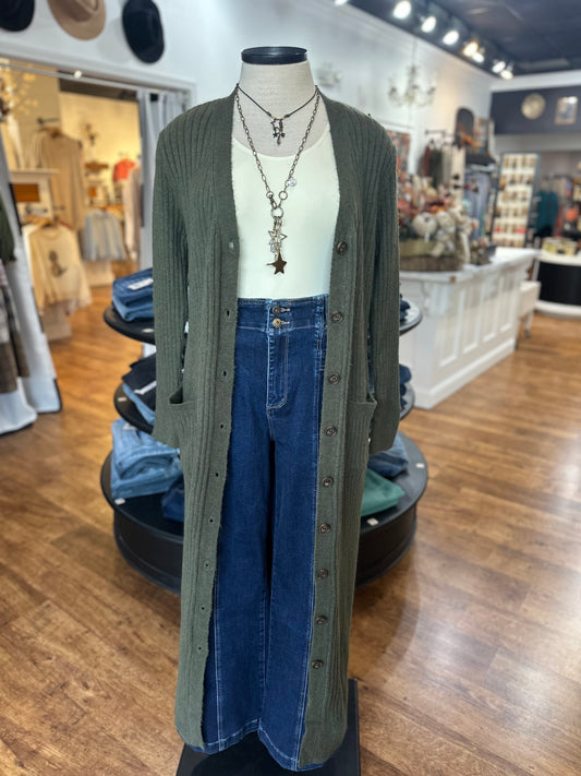 Filled With Hope Duster Cardigan ~ Olive