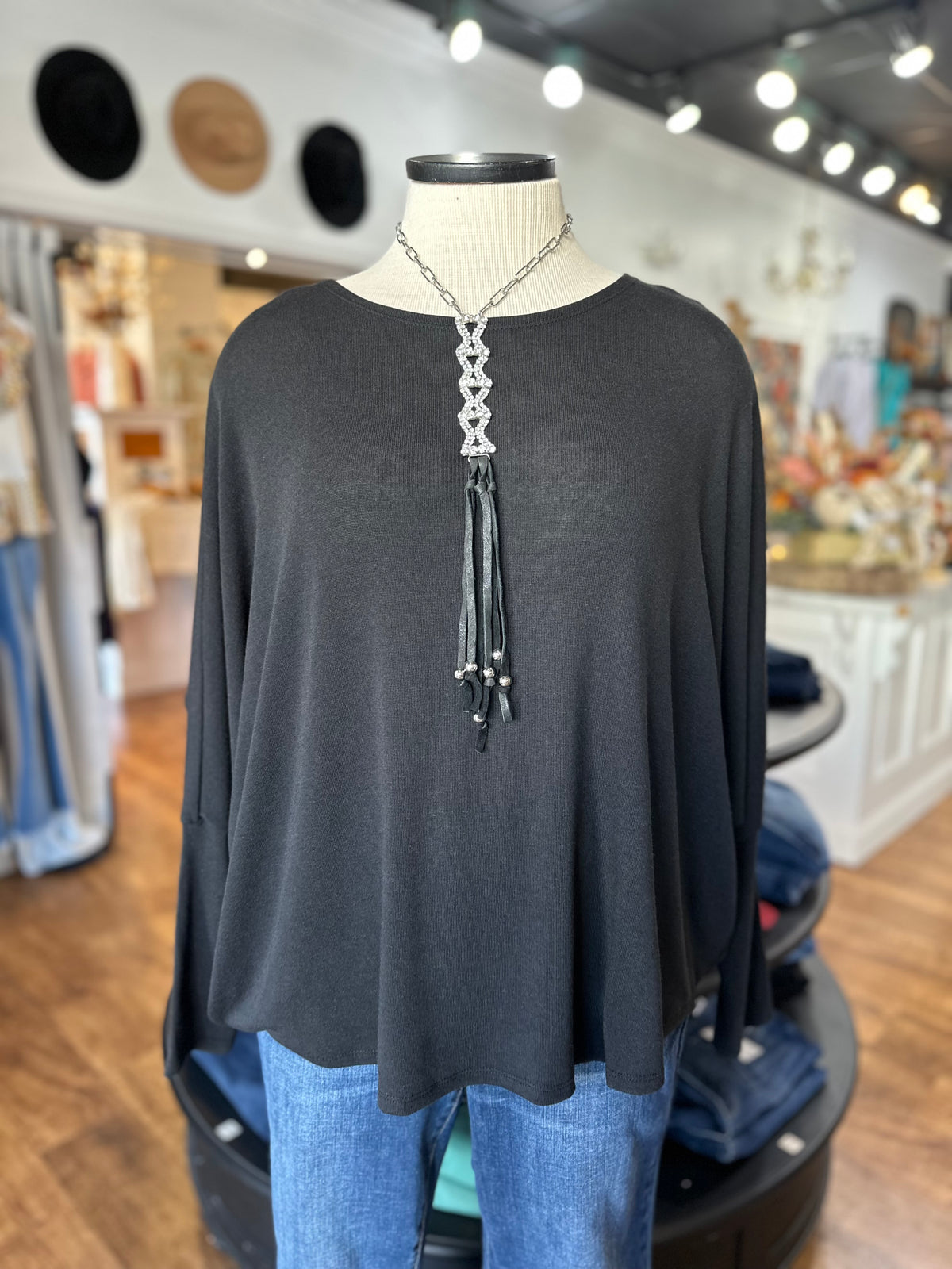 Keep Talking Long Sleeved Top ~Black Noir