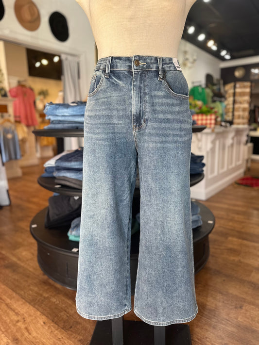 Judy Blue High Waist Wide Leg Crop ~ DOTTIE
