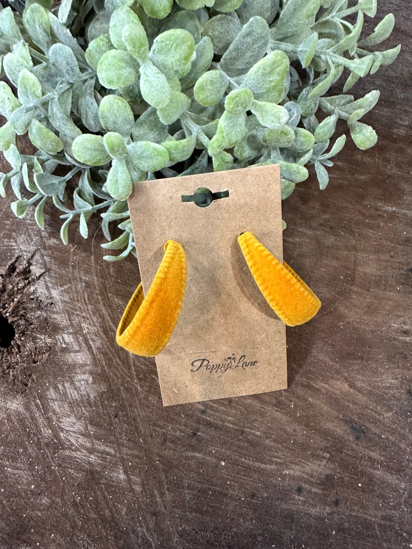 The Real Deal Velvet Hoop Earrings ~ Mustard