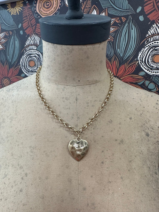 My Whole Heart Hammered Pendant Necklace