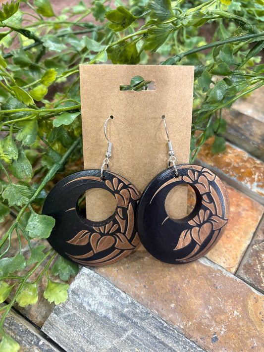 Honey Timber Wooden Earrings / Floral