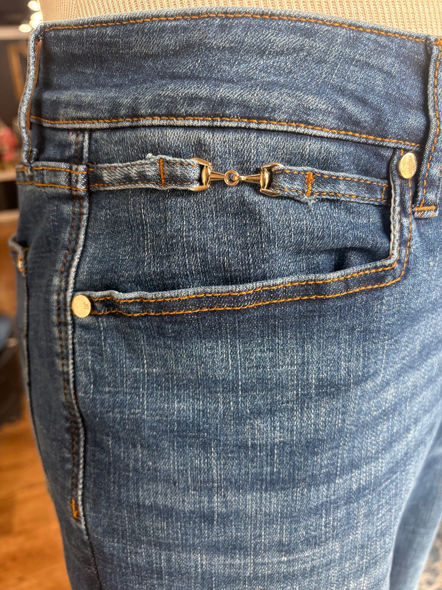 Judy Blue Mid Rise Bootcut with Harness Trim Jean ~ DAISY