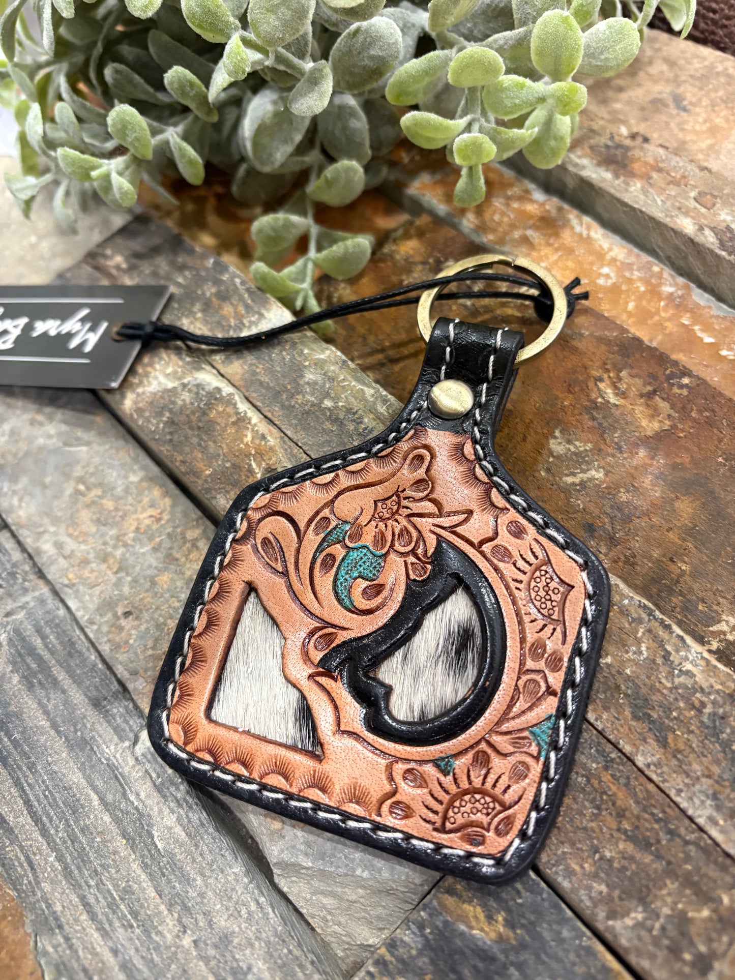 Myra Trails East Hand-tooled Key Fob
